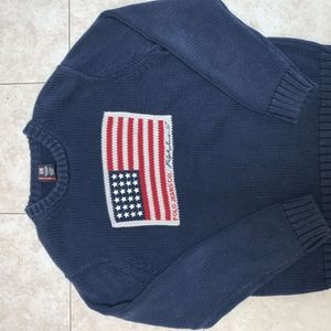 Vintage Polo Jeans Ralph Lauren USA Flag Knit Sweater